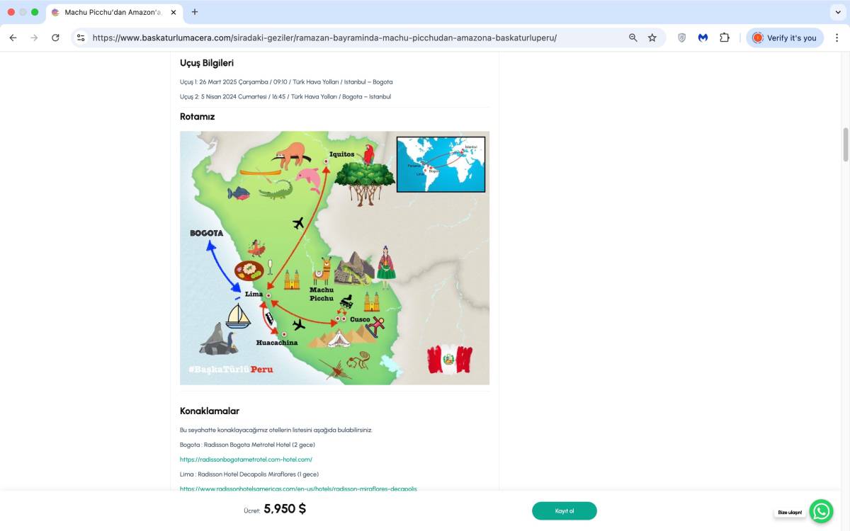 Website flow screenshot showing booking process