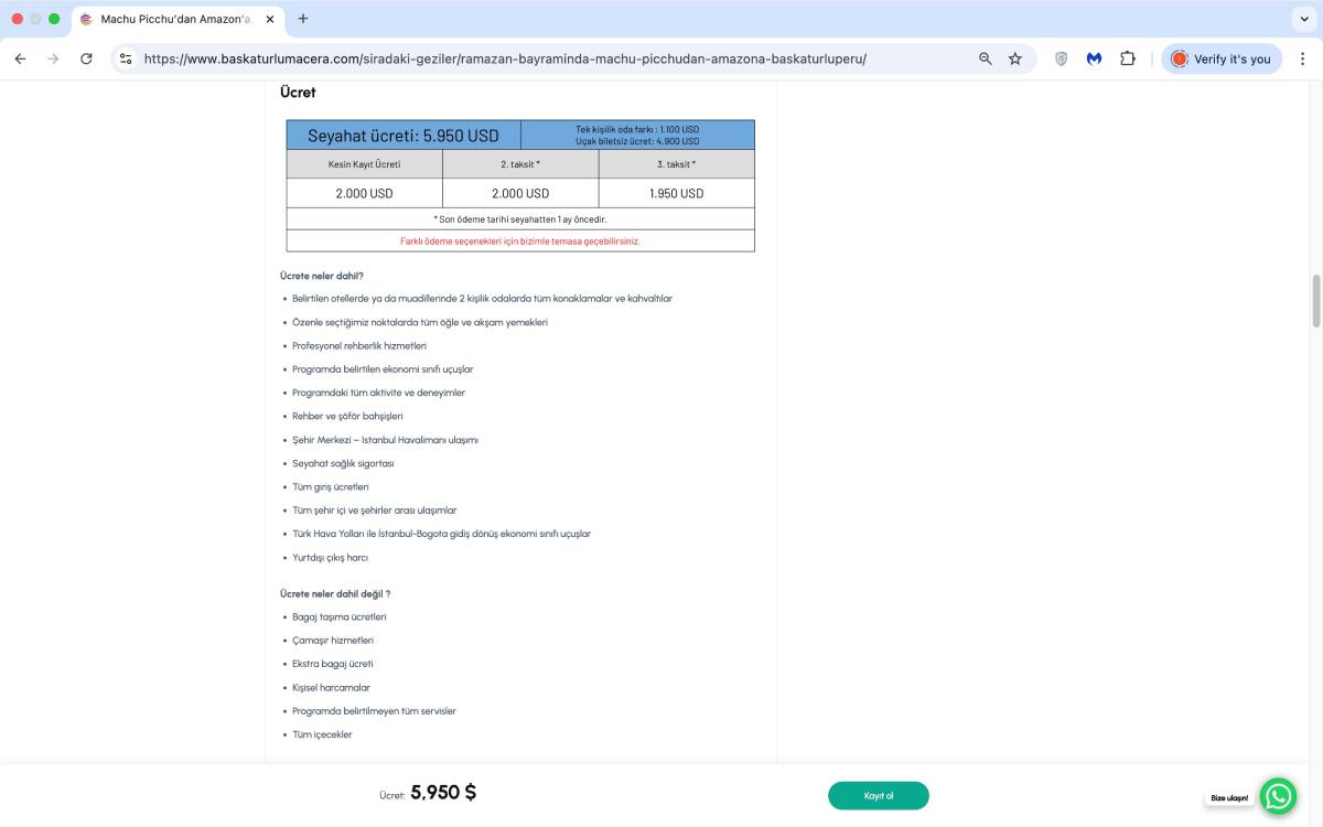 Website flow screenshot showing payment confirmation