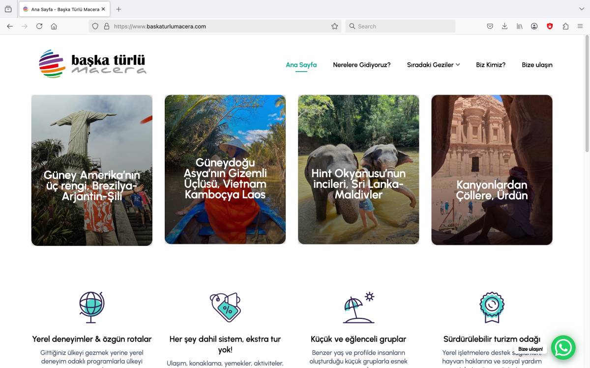 Website flow screenshot showing homepage